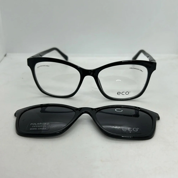 ECO Women’s Cassia BLK Eyeglasses Frames & Polarized Sun Clip On. RXa… - Picture 2 of 11